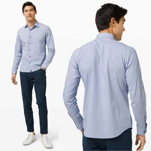 Lululemon Men’s Down to the Wire Slim Fit Long Sleeve in Heathered Oasis Blue M